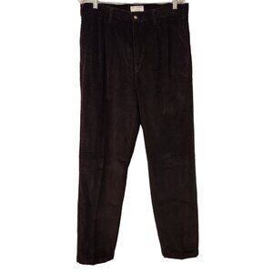 Vintage Mens Covington‎ Pants Pleated Corduroy Pants Straight Fit 34x32 Black